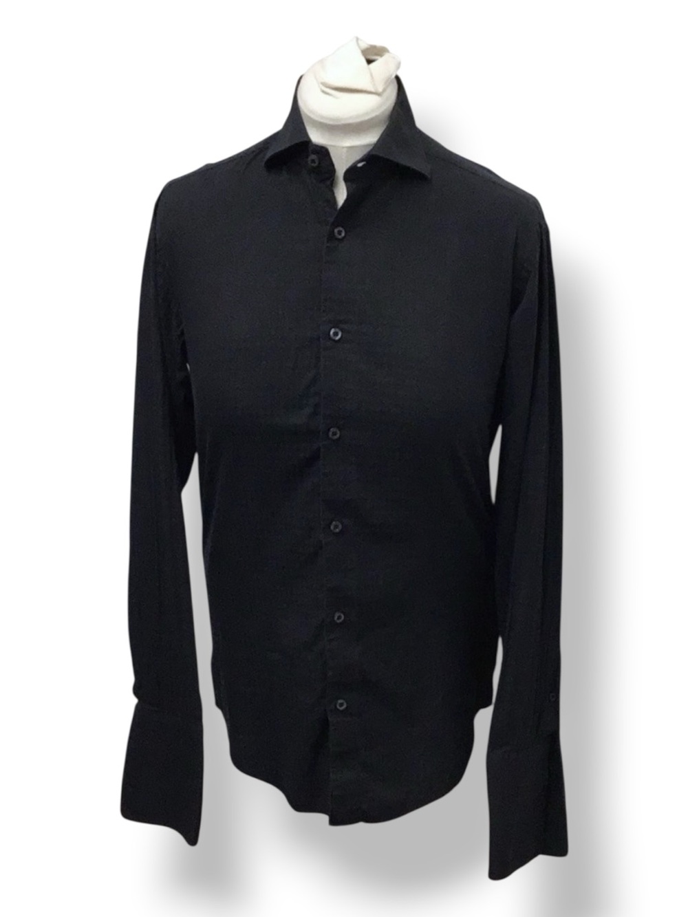 Bugatchi Uomo Mens Long Sleeve Button-Down Shirt 2 Tone Houndstooth Black 15/38